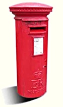 bright red Royal Mail pillar box bright red Royal Mail pillar box