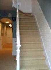 carpeted domestic hall and stairs carpeted domestic hall and stairs